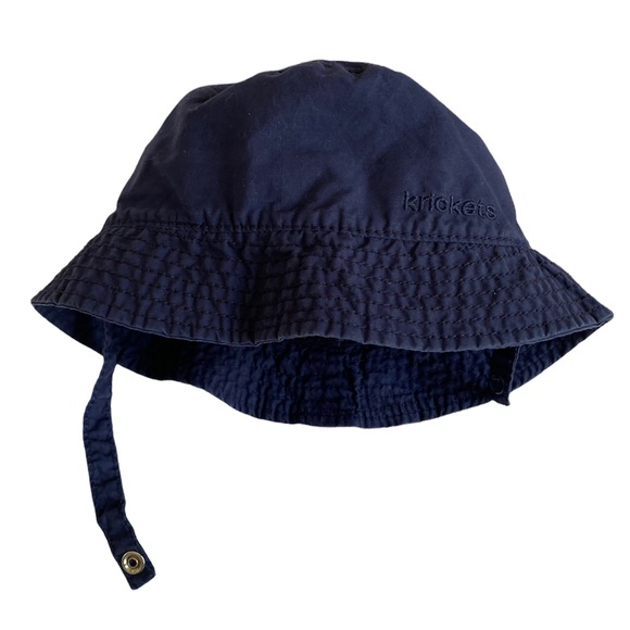 Krickets Navy Blue Embroidered Bucket Hat with Snaps 100% Cotton 0-6 Months - Picture 4 of 7